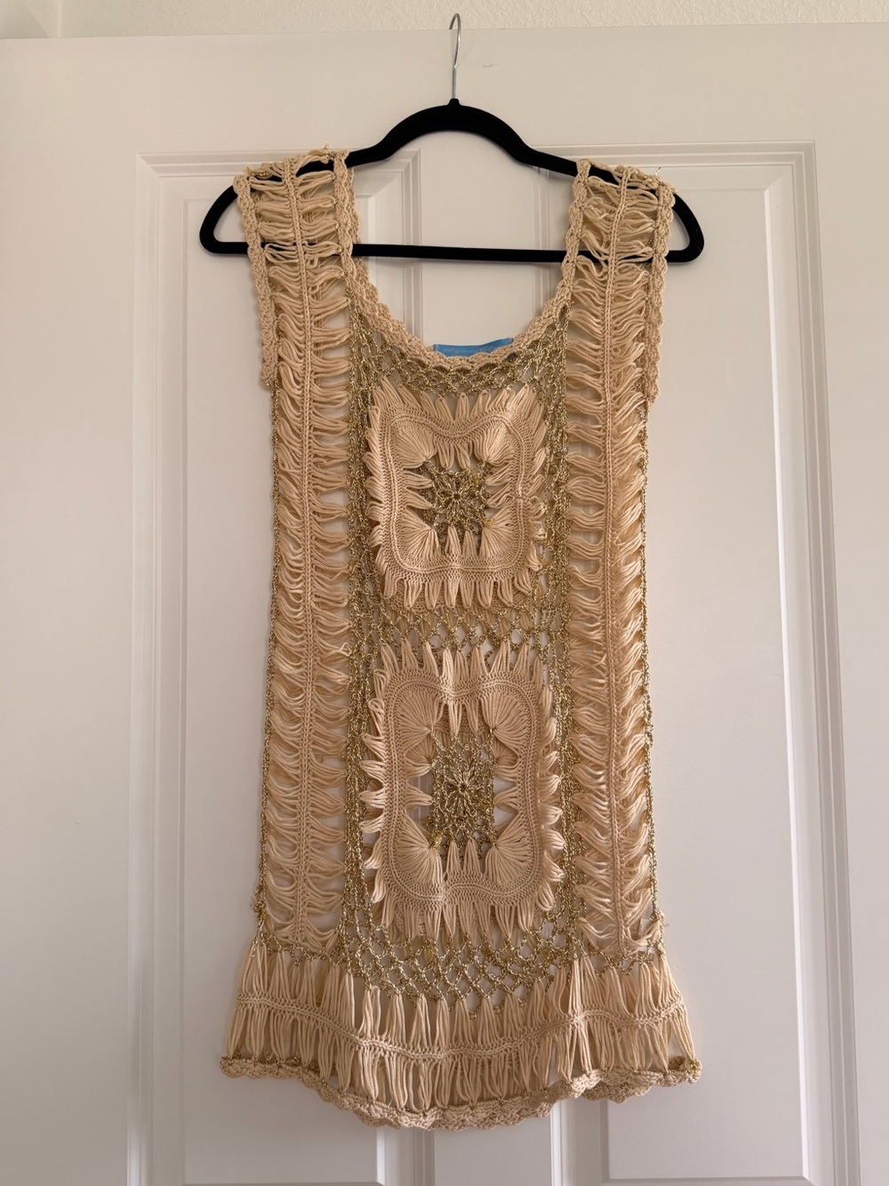 Aqua Blu Cream Crochet Mini Dress